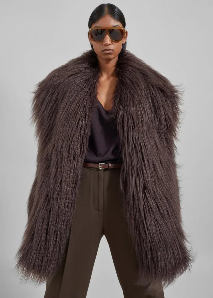 Clothing Women The Frankie Shop Miley Faux Fur Jacket 8211 Brown