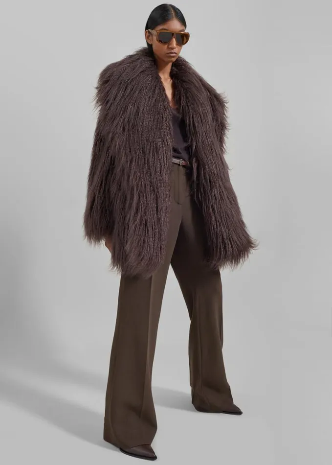 Clothing Women The Frankie Shop Miley Faux Fur Jacket 8211 Brown