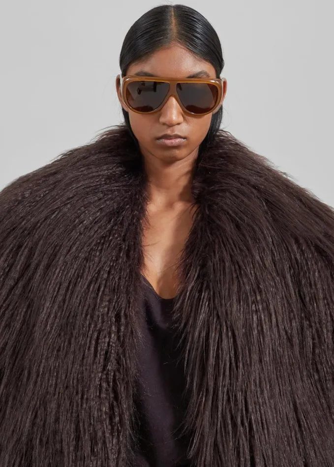 Clothing Women The Frankie Shop Miley Faux Fur Jacket 8211 Brown