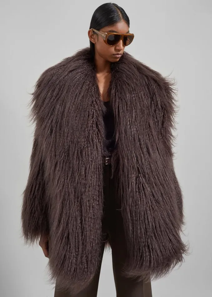 Clothing Women The Frankie Shop Miley Faux Fur Jacket 8211 Brown