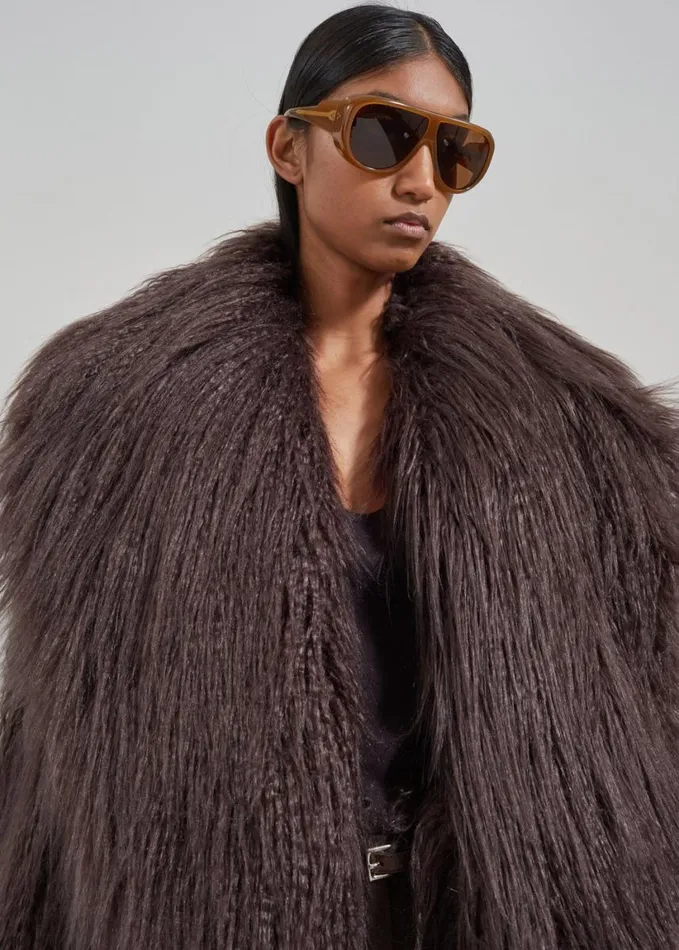 Clothing Women The Frankie Shop Miley Faux Fur Jacket 8211 Brown