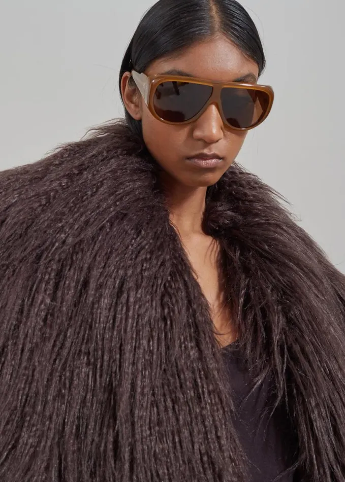 Clothing Women The Frankie Shop Miley Faux Fur Jacket 8211 Brown