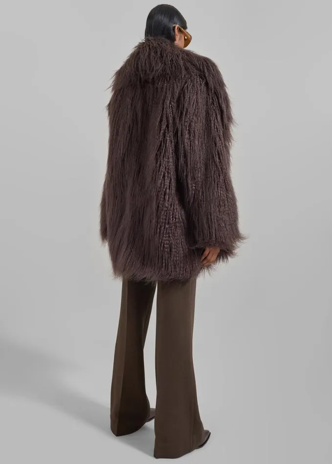 Clothing Women The Frankie Shop Miley Faux Fur Jacket 8211 Brown