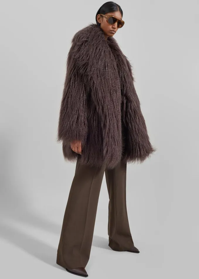 Clothing Women The Frankie Shop Miley Faux Fur Jacket 8211 Brown