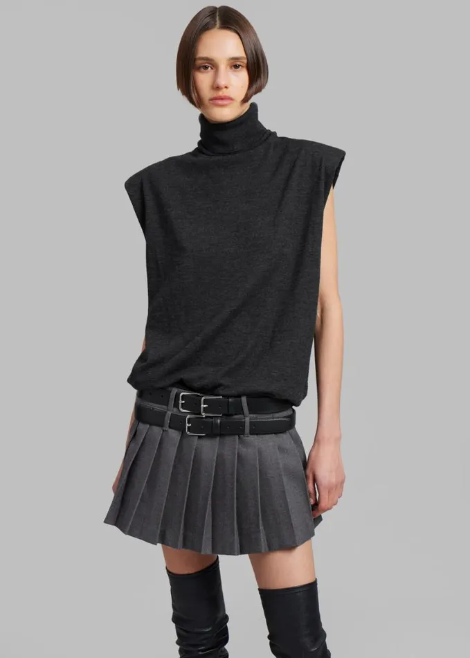 Clothing Women The Frankie Shop Nadia Thin Padded Sleeveless Turtleneck 8211 Charcoal