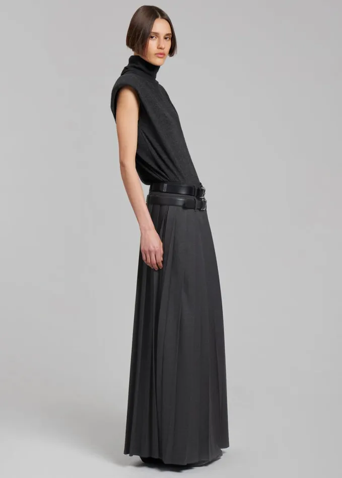 Clothing Women The Frankie Shop Nadia Thin Padded Sleeveless Turtleneck 8211 Charcoal