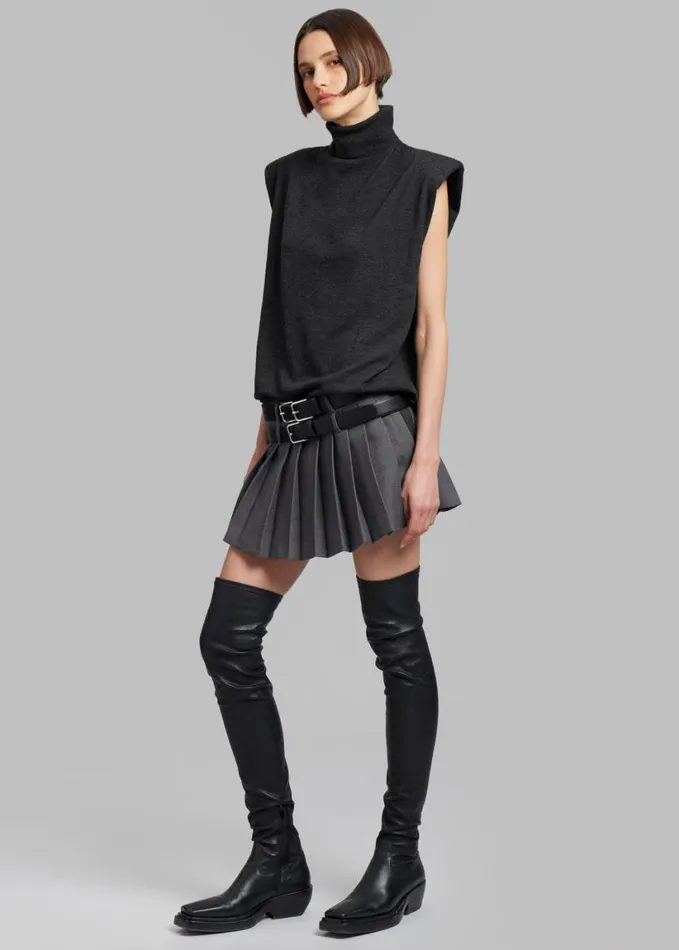 Clothing Women The Frankie Shop Nadia Thin Padded Sleeveless Turtleneck 8211 Charcoal