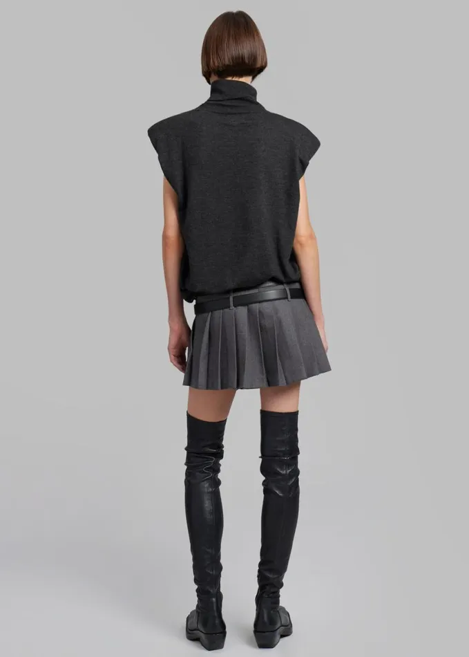 Clothing Women The Frankie Shop Nadia Thin Padded Sleeveless Turtleneck 8211 Charcoal