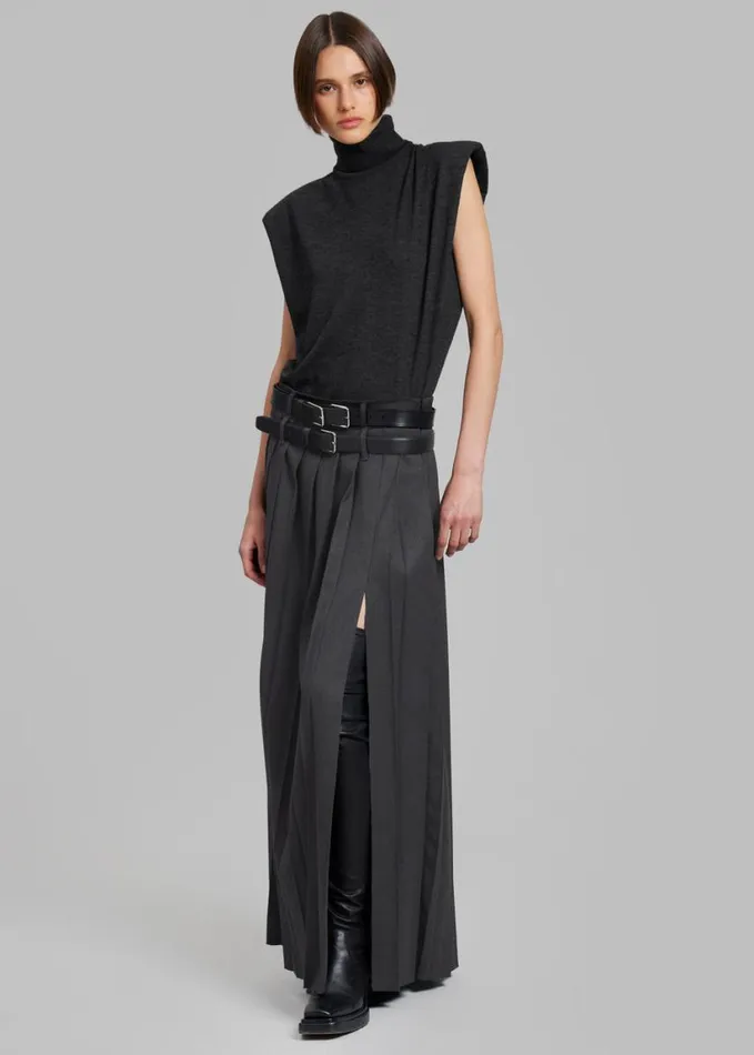 Clothing Women The Frankie Shop Nadia Thin Padded Sleeveless Turtleneck 8211 Charcoal