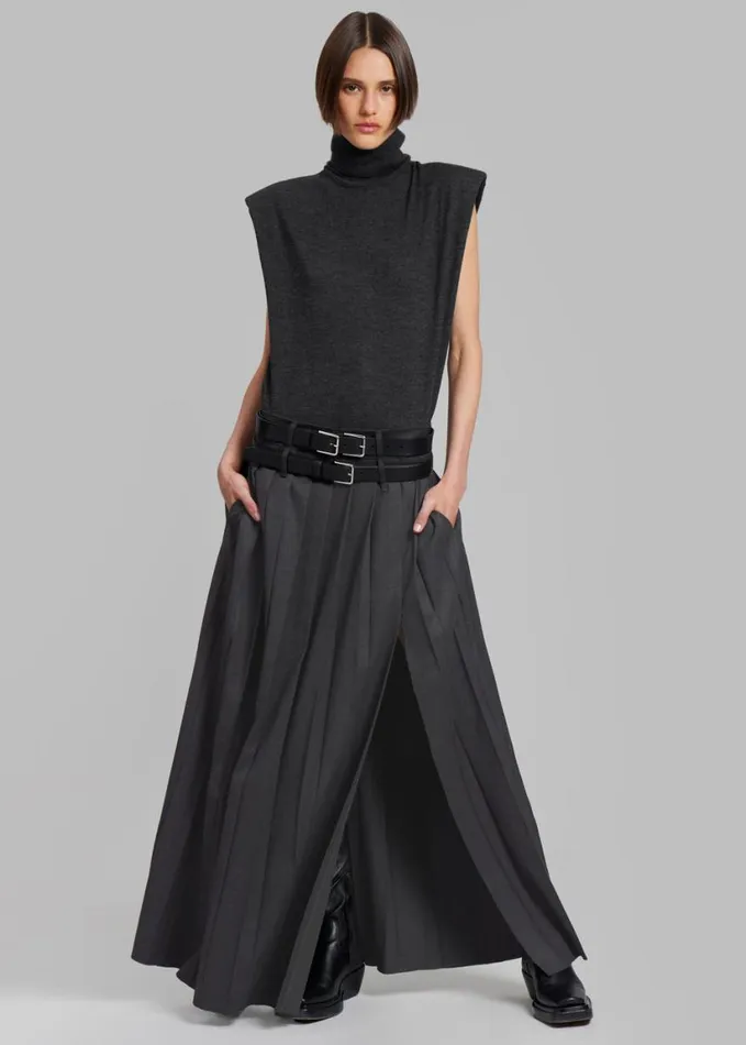 Clothing Women The Frankie Shop Nadia Thin Padded Sleeveless Turtleneck 8211 Charcoal