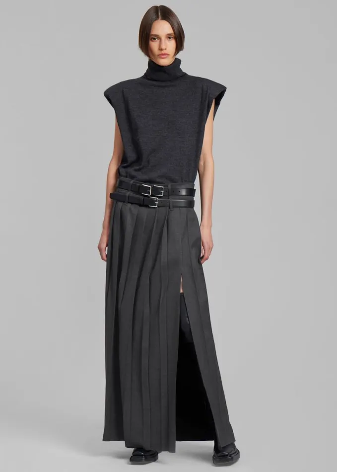 Clothing Women The Frankie Shop Nadia Thin Padded Sleeveless Turtleneck 8211 Charcoal