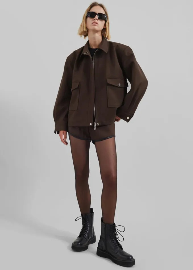 Clothing Women The Frankie Shop Neri Cropped Jacket 8211 Brown