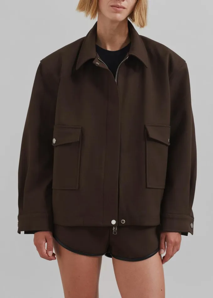 Clothing Women The Frankie Shop Neri Cropped Jacket 8211 Brown