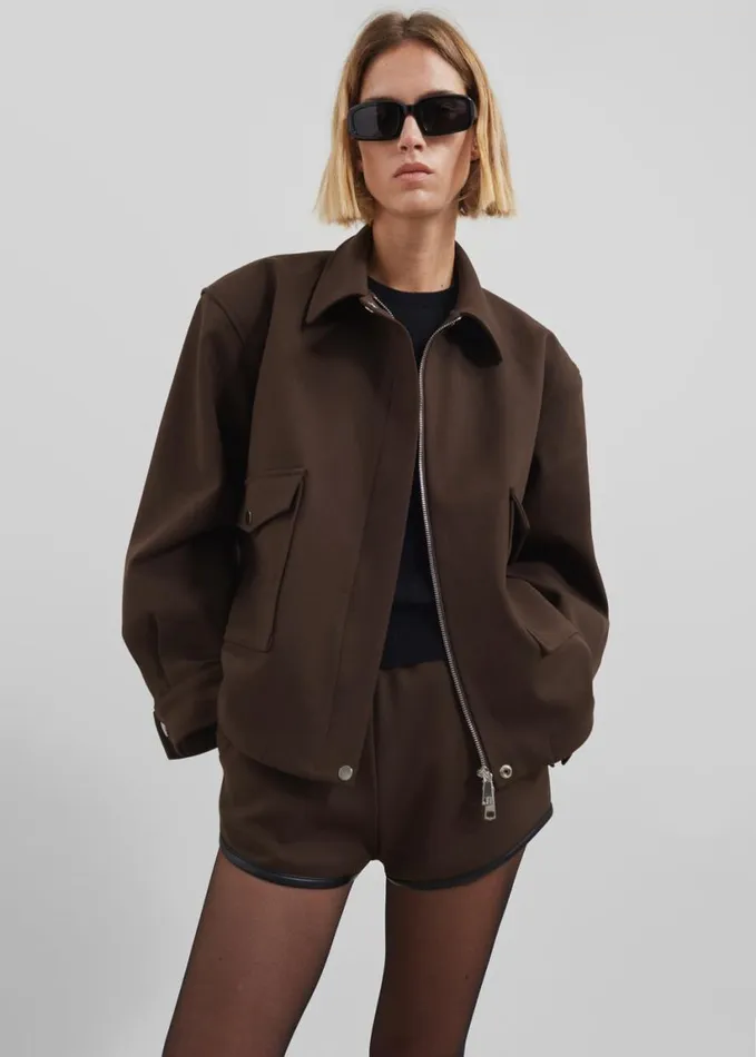 Clothing Women The Frankie Shop Neri Cropped Jacket 8211 Brown