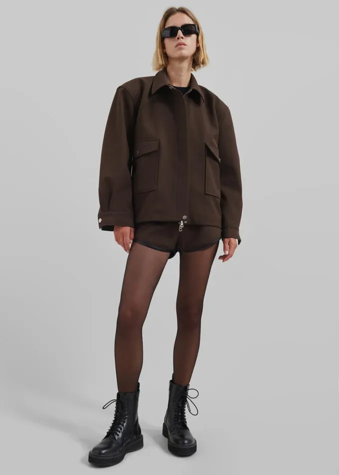 Clothing Women The Frankie Shop Neri Cropped Jacket 8211 Brown