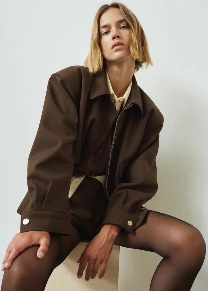 Clothing Women The Frankie Shop Neri Cropped Jacket 8211 Brown