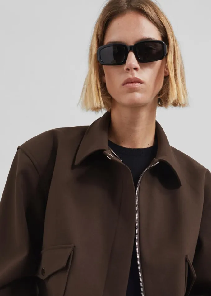 Clothing Women The Frankie Shop Neri Cropped Jacket 8211 Brown