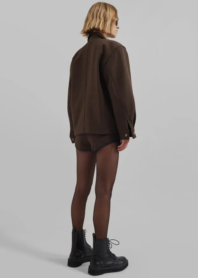 Clothing Women The Frankie Shop Neri Cropped Jacket 8211 Brown