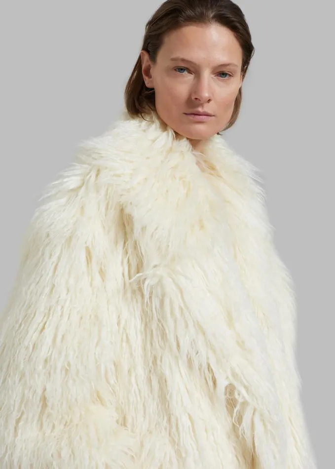 Clothing Women The Frankie Shop Nicole Long Faux Fur Coat 8211 Off White