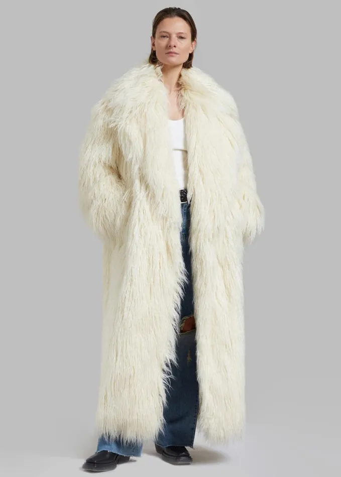 Clothing Women The Frankie Shop Nicole Long Faux Fur Coat 8211 Off White