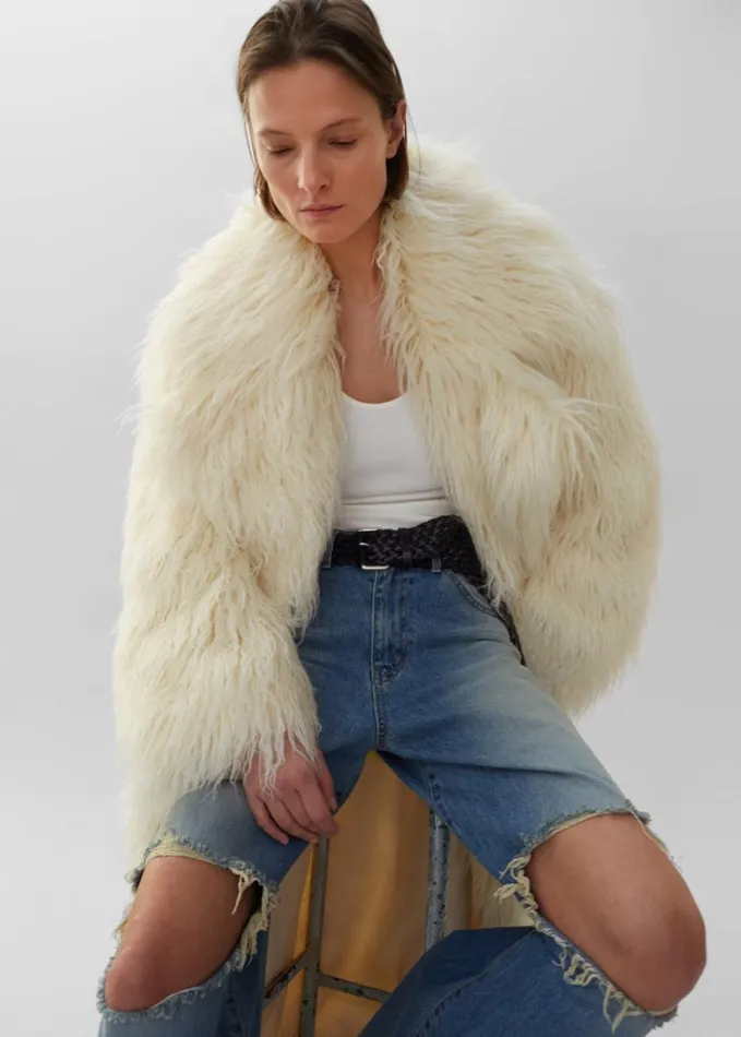 Clothing Women The Frankie Shop Nicole Long Faux Fur Coat 8211 Off White