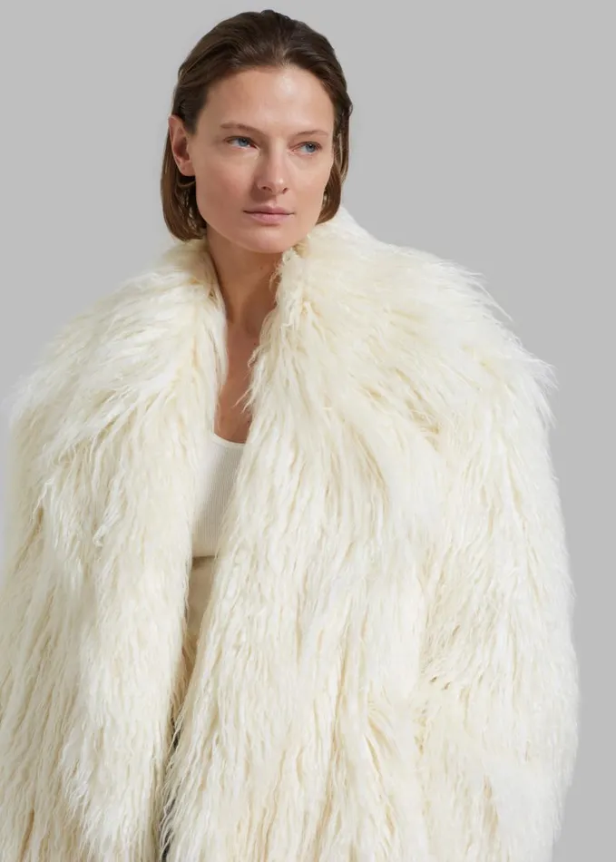 Clothing Women The Frankie Shop Nicole Long Faux Fur Coat 8211 Off White