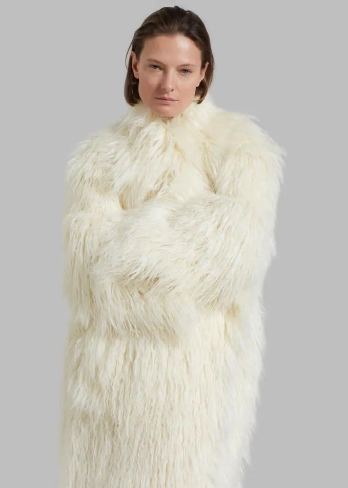Clothing Women The Frankie Shop Nicole Long Faux Fur Coat 8211 Off White