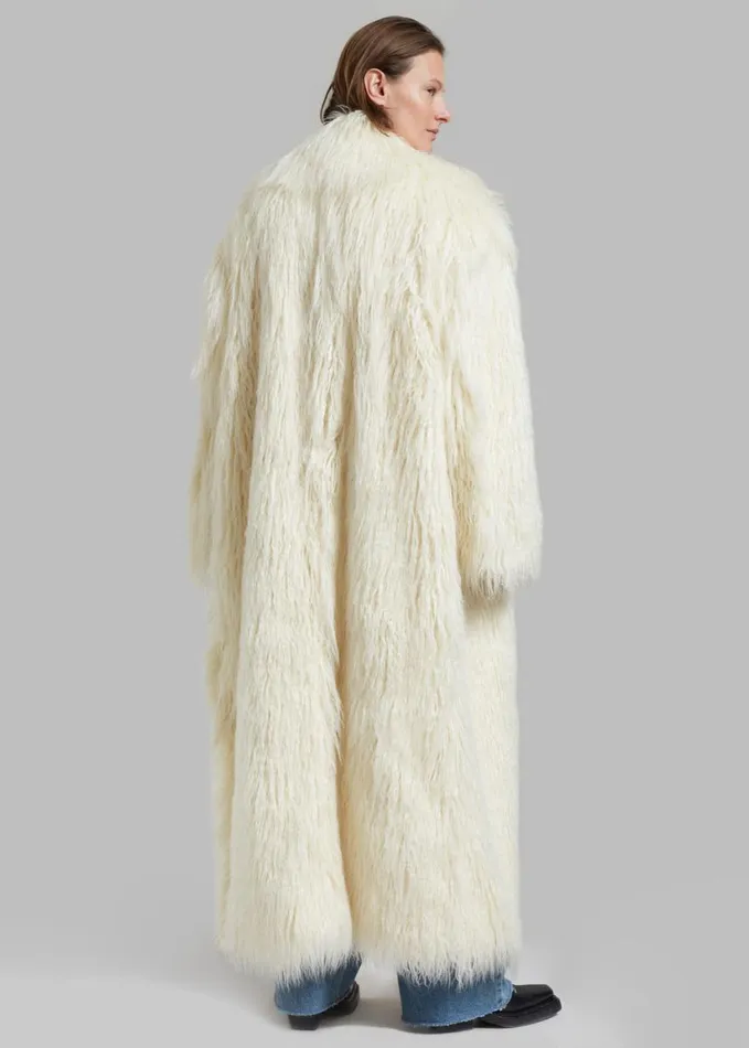 Clothing Women The Frankie Shop Nicole Long Faux Fur Coat 8211 Off White