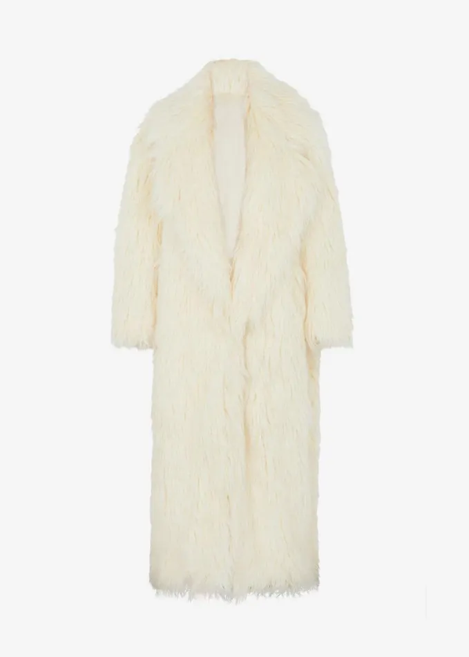 Clothing Women The Frankie Shop Nicole Long Faux Fur Coat 8211 Off White
