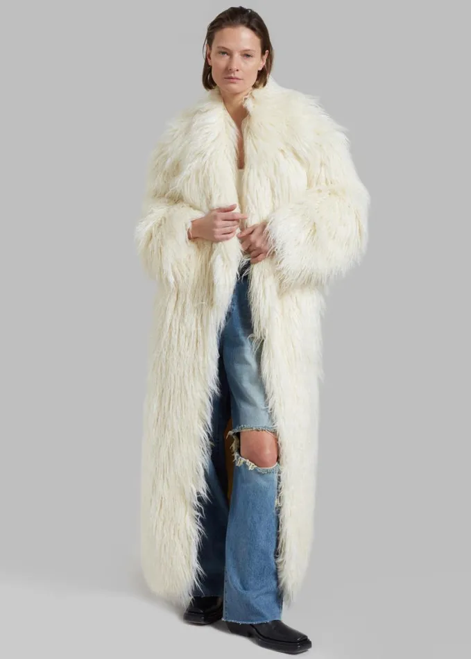 Clothing Women The Frankie Shop Nicole Long Faux Fur Coat 8211 Off White