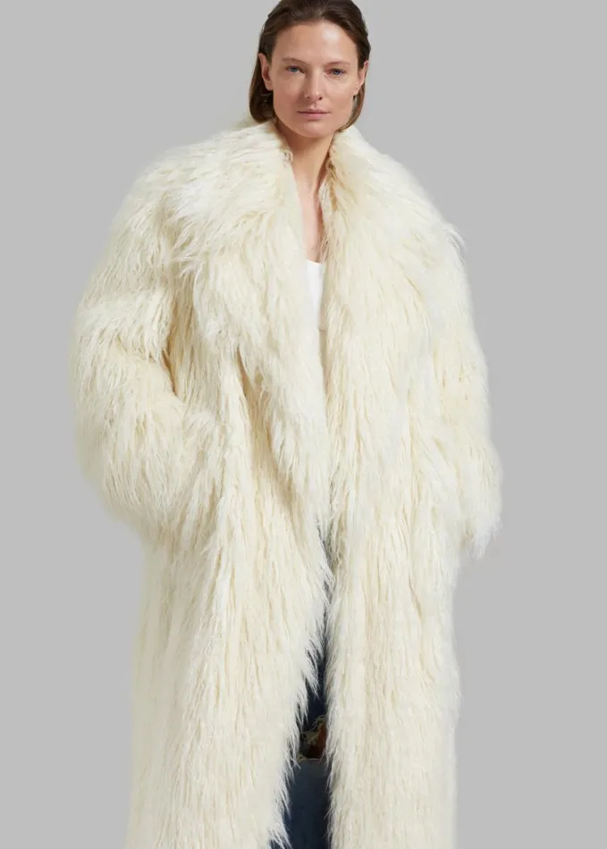 Clothing Women The Frankie Shop Nicole Long Faux Fur Coat 8211 Off White