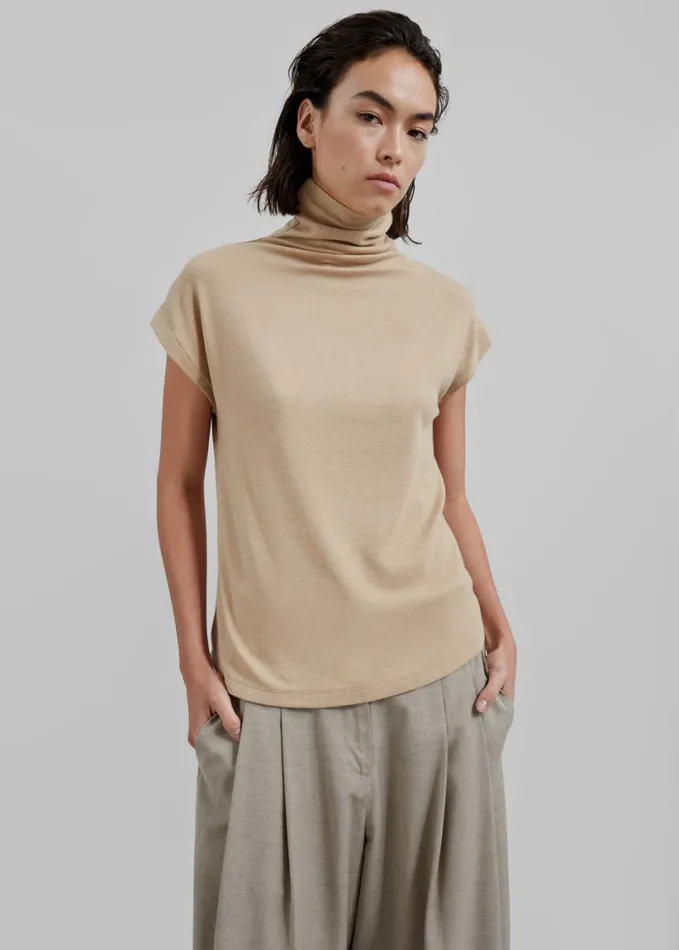 Clothing Women The Frankie Shop Nile Turtleneck Top 8211 Beige