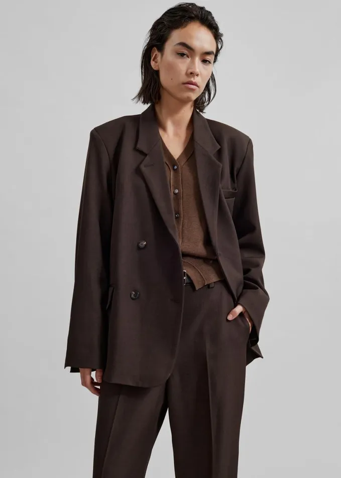 Clothing Women The Frankie Shop Nisha Double Breasted Blazer 8211 Brown