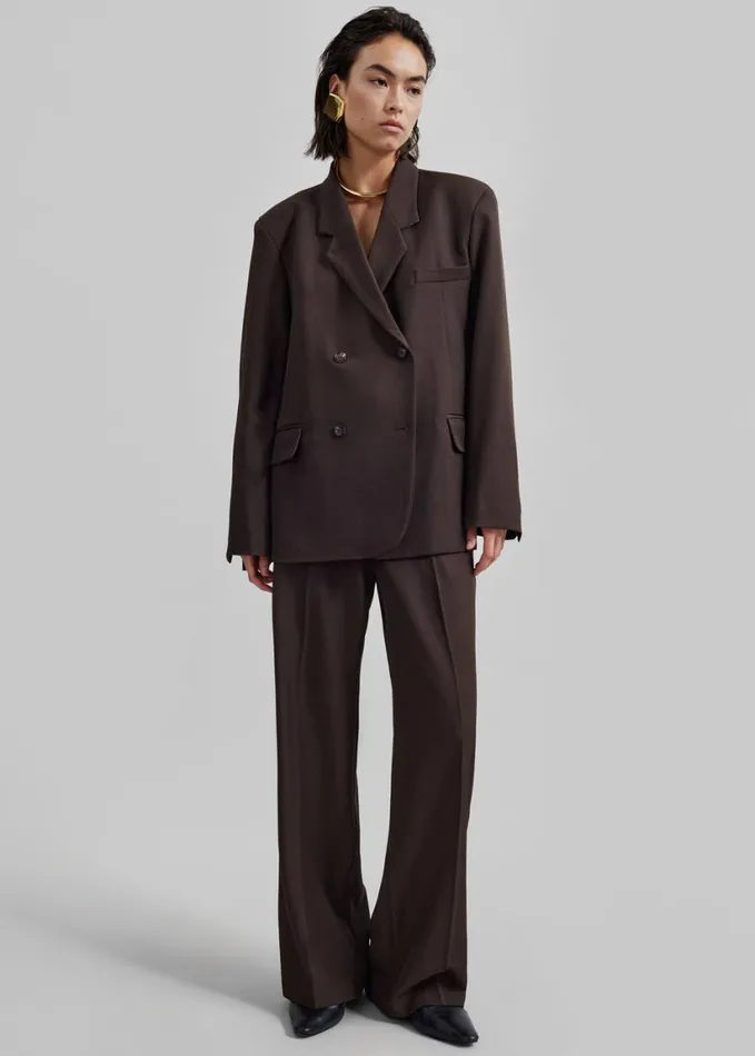Clothing Women The Frankie Shop Nisha Double Breasted Blazer 8211 Brown