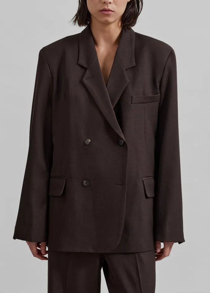 Clothing Women The Frankie Shop Nisha Double Breasted Blazer 8211 Brown