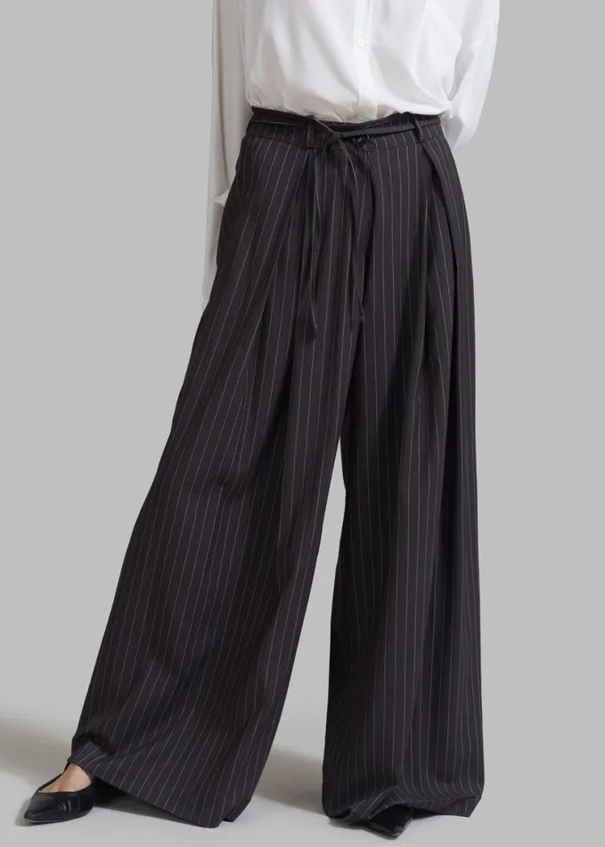 Clothing Women The Frankie Shop Noor Wide Pants 8211 Grey Pinstripe