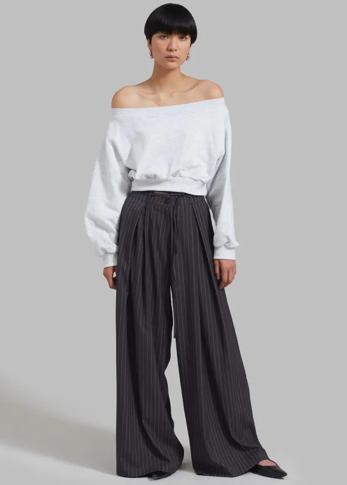 Clothing Women The Frankie Shop Noor Wide Pants 8211 Grey Pinstripe