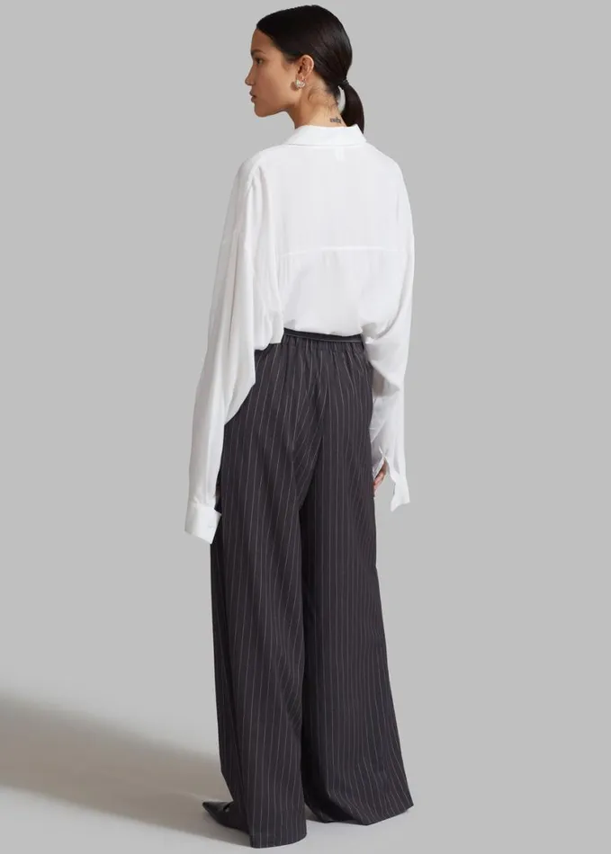 Clothing Women The Frankie Shop Noor Wide Pants 8211 Grey Pinstripe