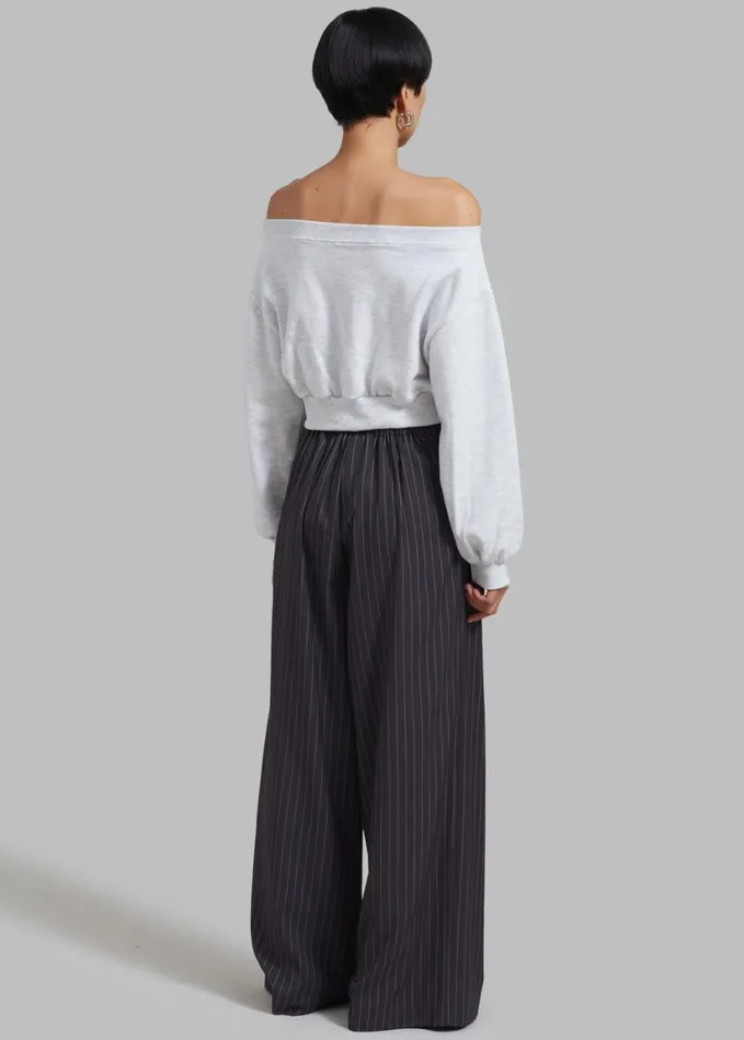 Clothing Women The Frankie Shop Noor Wide Pants 8211 Grey Pinstripe