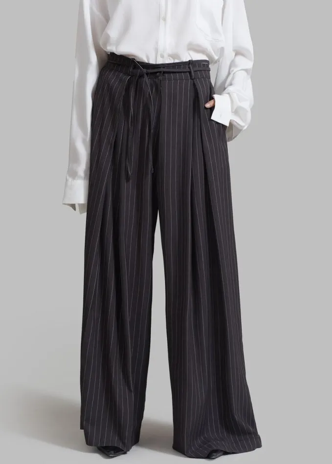 Clothing Women The Frankie Shop Noor Wide Pants 8211 Grey Pinstripe