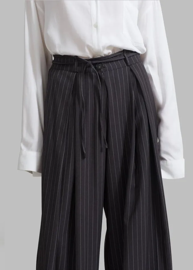 Clothing Women The Frankie Shop Noor Wide Pants 8211 Grey Pinstripe