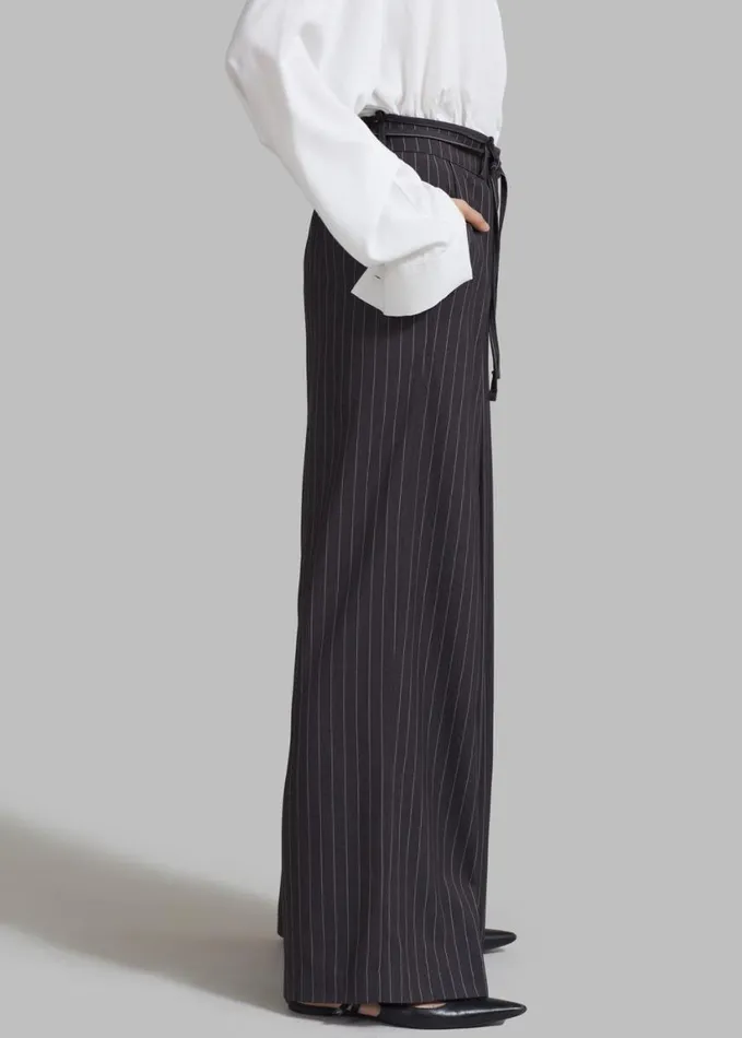 Clothing Women The Frankie Shop Noor Wide Pants 8211 Grey Pinstripe