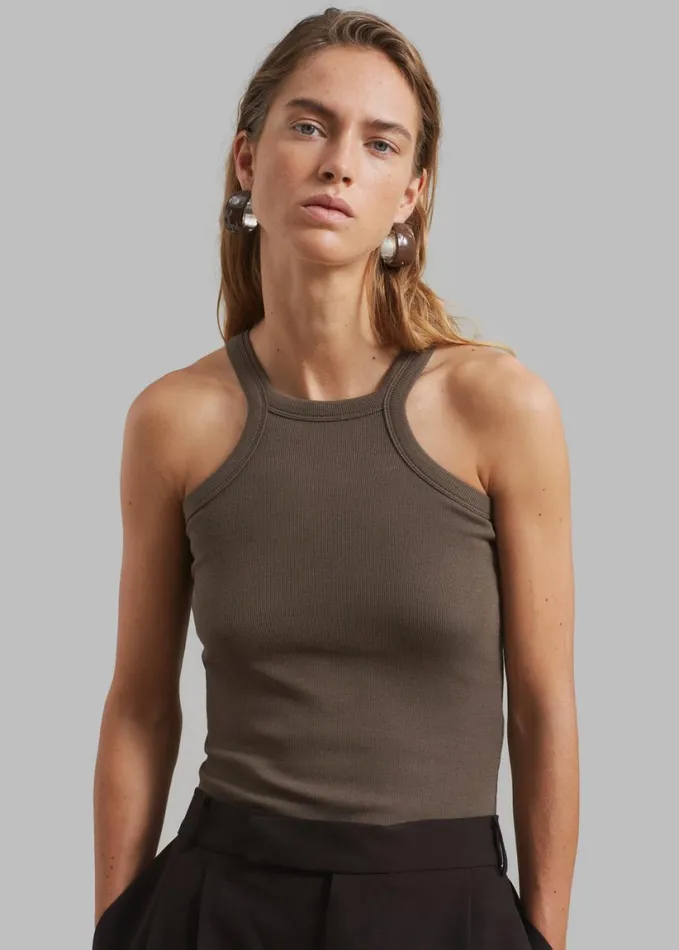 Clothing Women The Frankie Shop Omi Halter Tank Top 8211 Brown