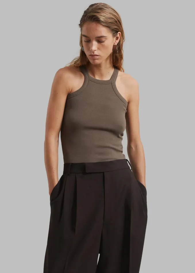 Clothing Women The Frankie Shop Omi Halter Tank Top 8211 Brown