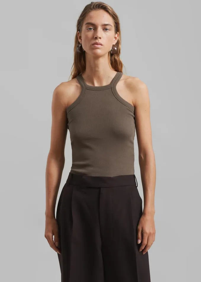 Clothing Women The Frankie Shop Omi Halter Tank Top 8211 Brown