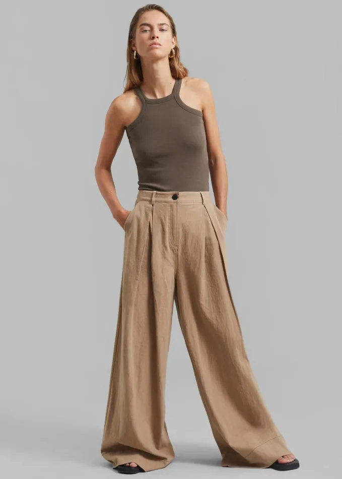 Clothing Women The Frankie Shop Omi Halter Tank Top 8211 Brown