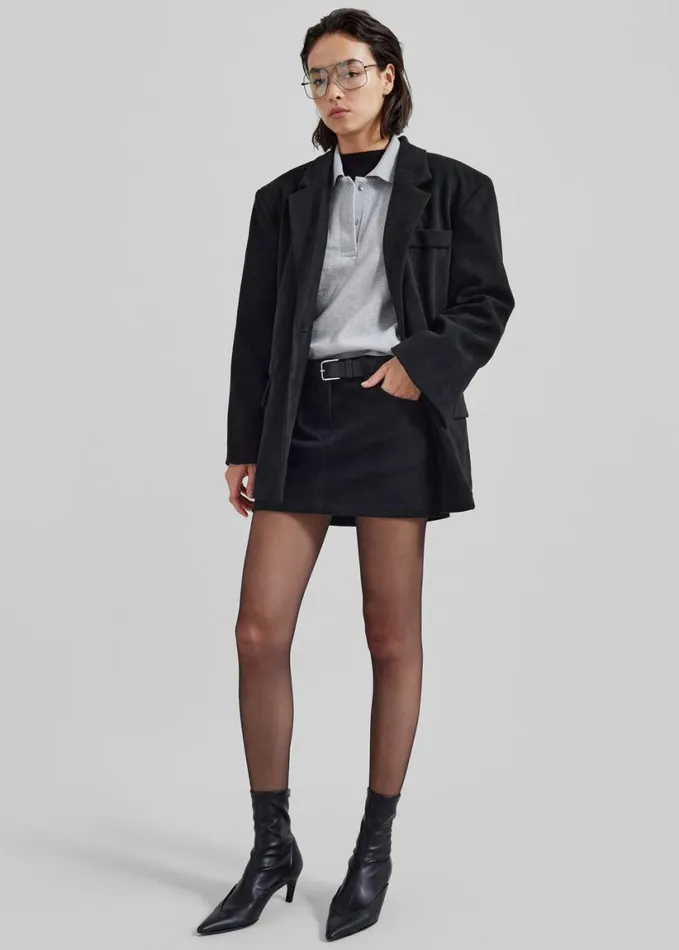Clothing Women The Frankie Shop Peoria Faux Suede Blazer 8211 Black