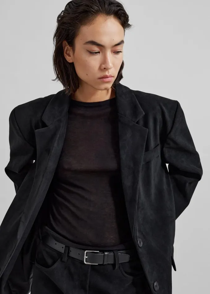 Clothing Women The Frankie Shop Peoria Faux Suede Blazer 8211 Black