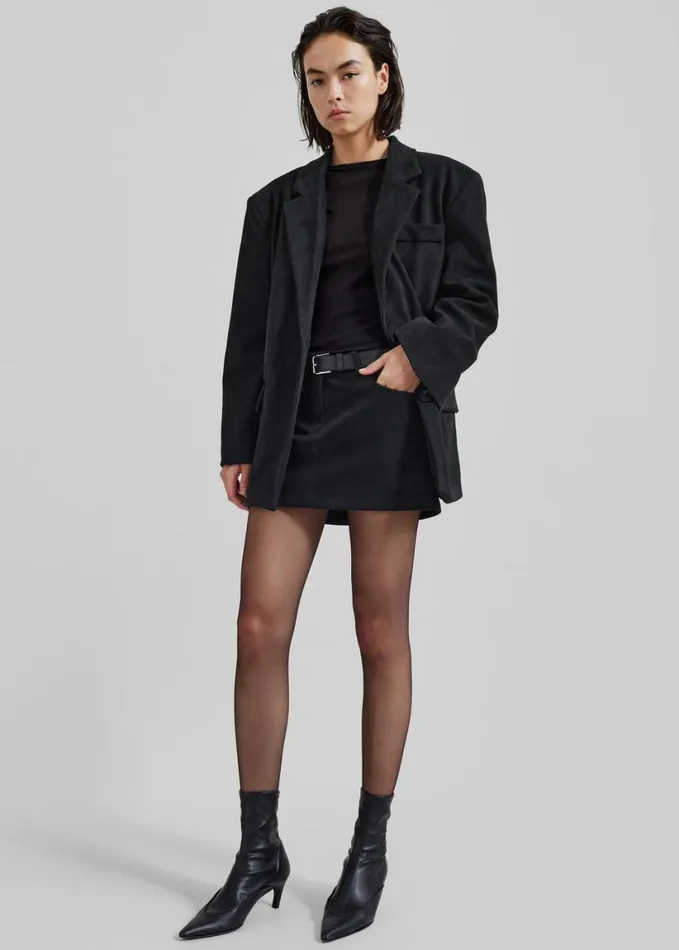 Clothing Women The Frankie Shop Peoria Faux Suede Blazer 8211 Black