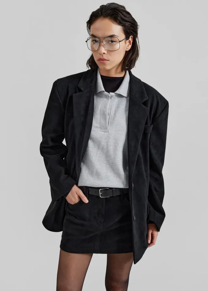 Clothing Women The Frankie Shop Peoria Faux Suede Blazer 8211 Black